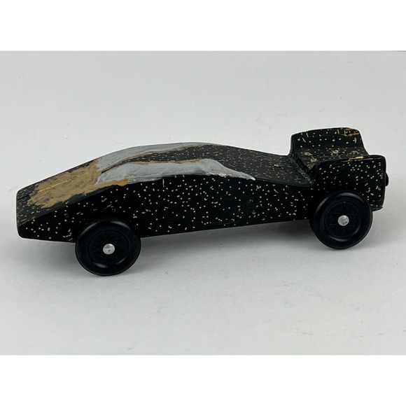 Pinewood Derby Wooden Race Car Black Painted Handmade BSA Cub Scouts VTG - Picture 2 of 13